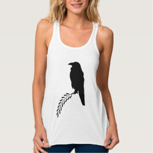 Black Silhouette Blackbird Raven Tank Top