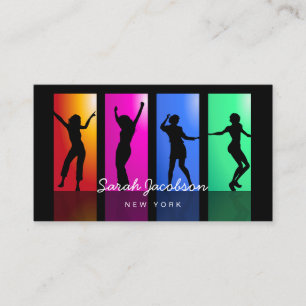 Black Silhouette Dancer Hip Hop Regenbogen Visitenkarte