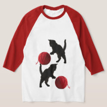 Black Silhouette Kitty, with red wool Ball