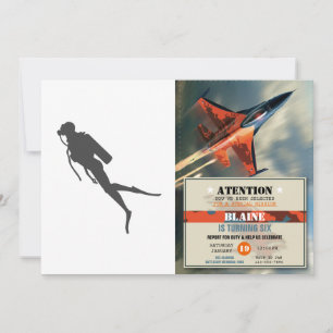 Black silhouette scuba divers einladung