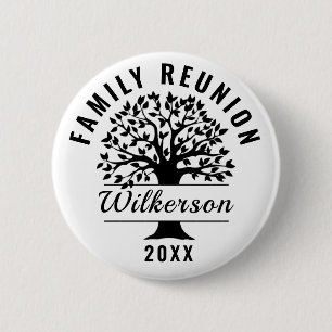 Black Silhouette Tree Family Wiedersehen Souvenir  Button