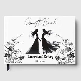 Black Silhouette Wedding Guest Gästebuch