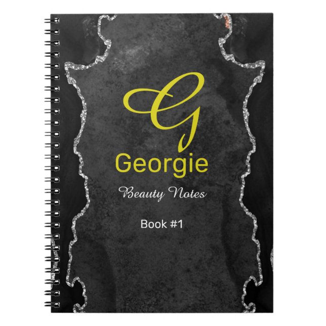 Black & Silver Agate-Notebook Notizblock (Vorderseite)