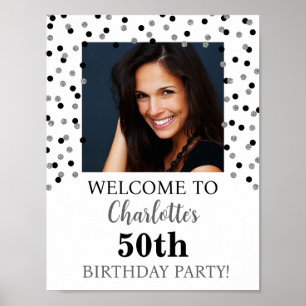 Black Silver Birthday Party Custom 8.5x11 Poster