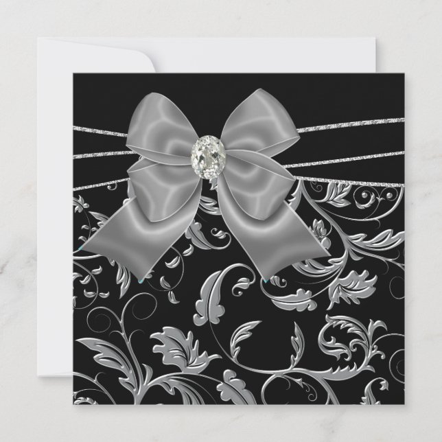 Black Silver Black Jeden Anlaß Party Einladungen (Vorderseite)