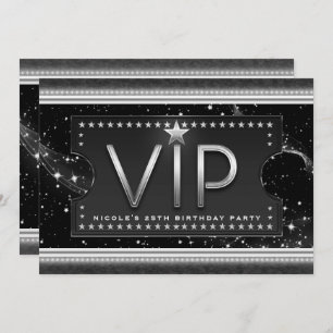 Black & Silver Chic Glam VIP Ticket Einladung