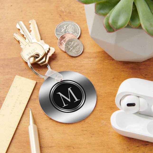 Black & Silver Circles Schlüsselanhänger (Schreibtisch)