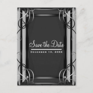 Black & Silver Company Save the Date Ankündigungspostkarte