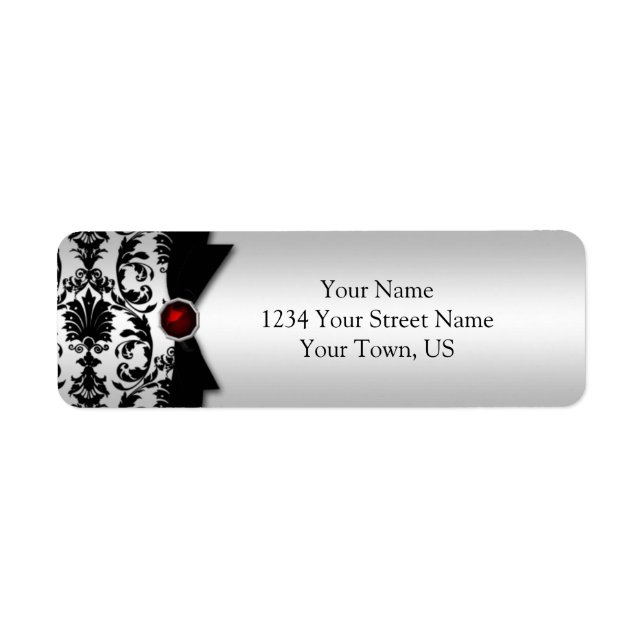 Black Silver Damask Ruby Gemstone Adresse (Vorne)