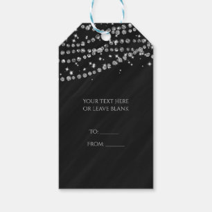 Black & Silver Diamond Bling Glam Sparkle Party Geschenkanhänger