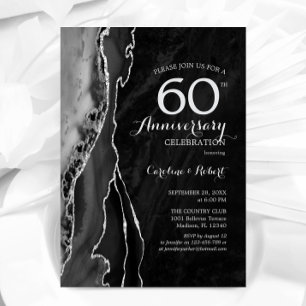 Black Silver Elegant 60 Jahre Jubiläum Einladung