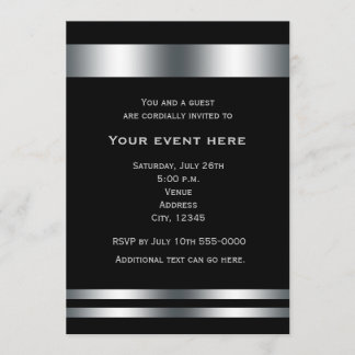 Black Silver Elegantes Dinner Party Einladung