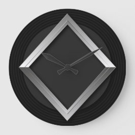 Black & Silver Geometric Triangle Metallic Clock Große Wanduhr
