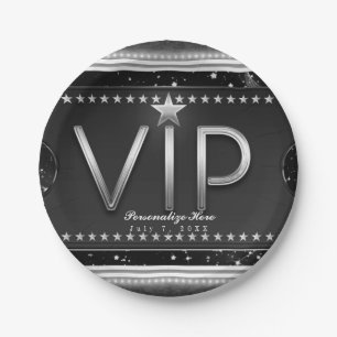 Black & Silver Glam Stars VIP-Ticket benutzerdefin Pappteller