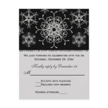 Black Silver Glitzer sieht Snowflakes RSVP Karte a
