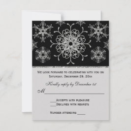 Black Silver Glitzer sieht Snowflakes RSVP Karte a