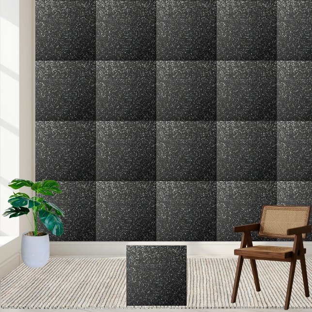 Black Silver Glitzer Sparkle Stilvolle Keramik Til Fliese (Black Silver Glitter Sparkle Stylish Ceramic Tile)
