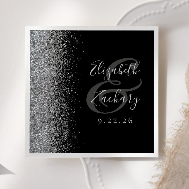 Black Silver Glitzer Wedding Serviette (Von Creator hochgeladen)