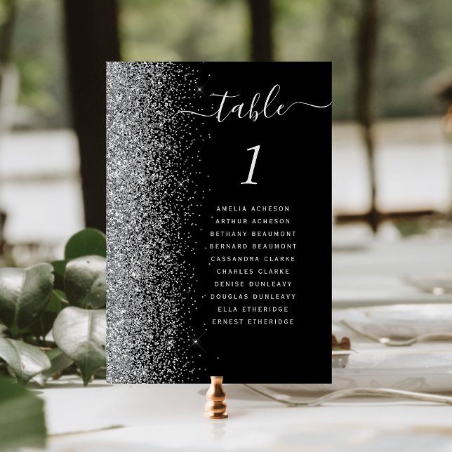 Black Silver Glitzer Wedding Tischnummer (Von Creator hochgeladen)