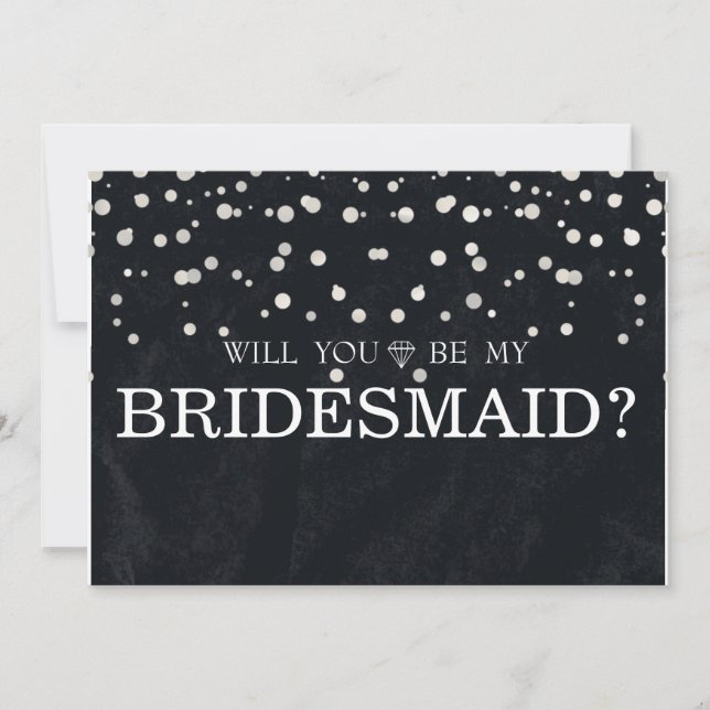Black Silver Glitzer wirst du meine Bridesmaid sei Einladung (Vorderseite)