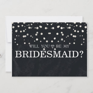 Black Silver Glitzer wirst du meine Bridesmaid sei Einladung