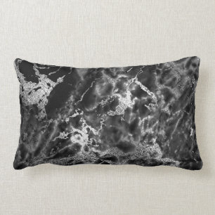 Black Silver Grafit Gray Marble Stone Glam Lendenkissen