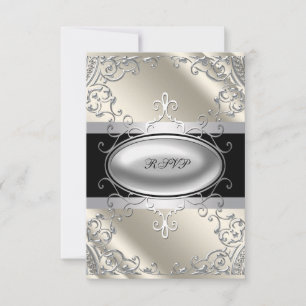 Black Silver Ivory Schwarz-weiße UAWG RSVP Karte
