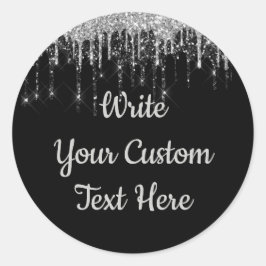 Black & Silver Jubiläum Geburtstagsparty Glitzer Runder Aufkleber