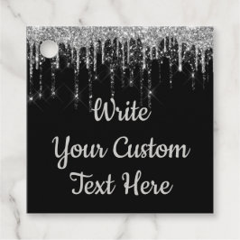Black Silver Jubiläum Party Geburtstag Glitzer Geschenkanhänger