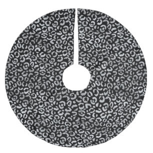 Black Silver Leopard Print Polyester Weihnachtsbaumdecke