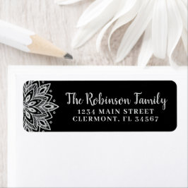 Black Silver Mandala Snowflake Label