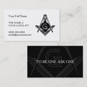 Black & Silver Masonic Visitenkarten Freimaurers Visitenkarte