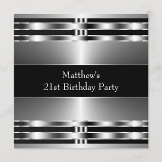 Black Silver Mens Geburtstagsparty Einladung