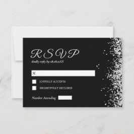 Black Silver Modern Wedding Response Card RSVP Karte