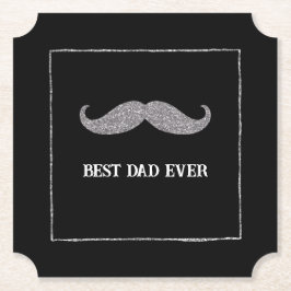 Black Silver Mustache Bester Vater je Untersetzer