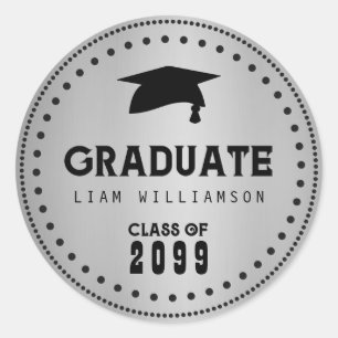Black Silver personalized Graduation Envelope Seal Runder Aufkleber