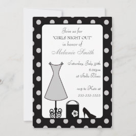 Black Silver Polka Dot Girl's Night Out Einladung