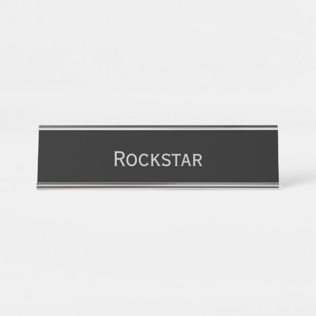 Black Silver 'Rockstar' Funny Pub Schreibtischnamensplakette (Vorderseite )