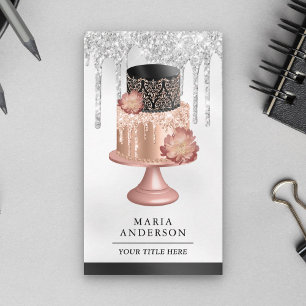 Black Silver Rose Gold Cake Konditorei Koch Bäcker Visitenkarte