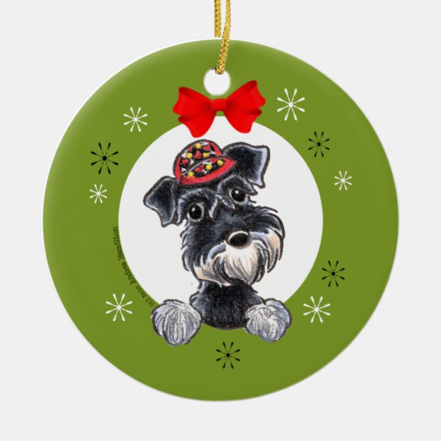 Black Silver Schnauzer Weihnachtsklassiker Keramik Ornament (Vorne)