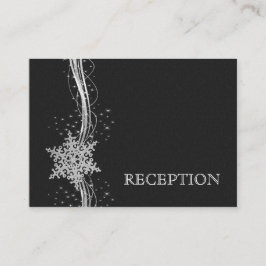 Black Silver Snowflakes Hochzeitsempfang einladen Begleitkarte