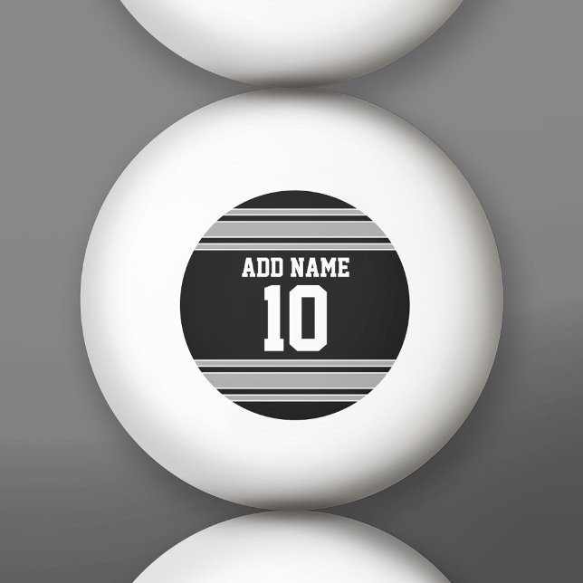 Black Silver Sports Jersey mit Ihrem Namen und Ihr Tischtennisball (Custom Ping Pong Balls)