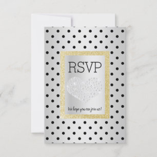 Black Silver SPOT Gold Herz UAWG schlicht RSVP Karte