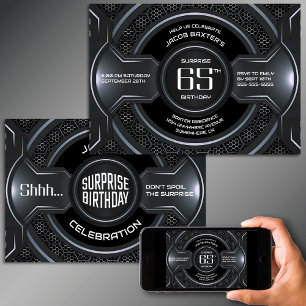 Black Silver Überraschung 65. Geburtstagsparty Einladung