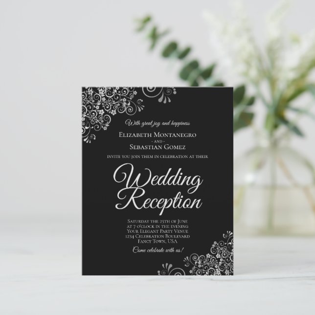 Black & Silver Wedding Reception BUDGET laden (Stehend Vorderseite)