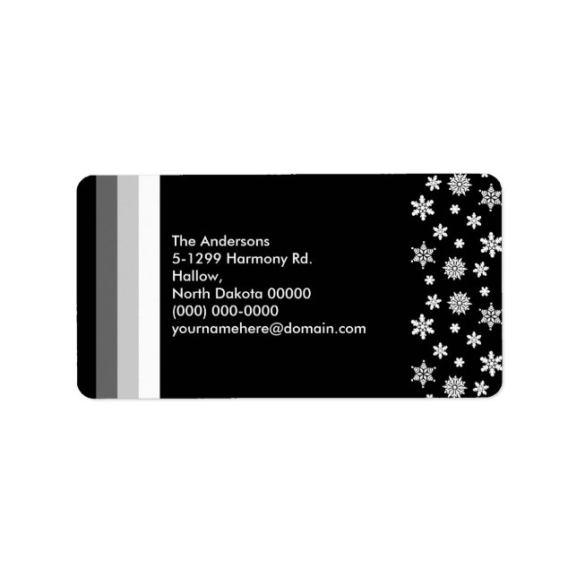 Black Silver White Christmas Address Label 1 Adressaufkleber (Vorne)