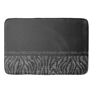 Black & Silver Zebra Wild Animal Print Exotic Glam Badematte
