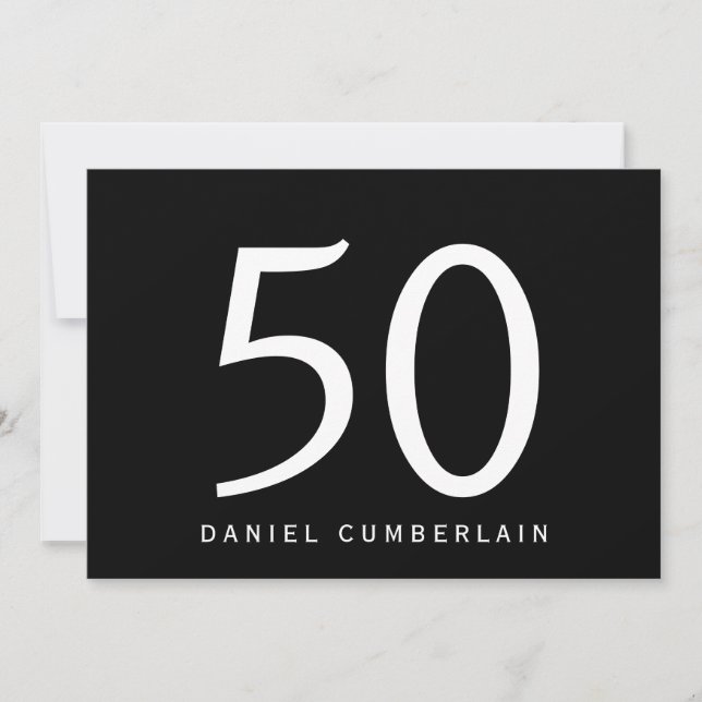 Black Simple 50. Geburtstagsparty Einladung (Vorderseite)