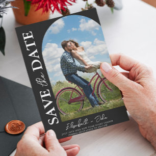 Black Simple Arch Foto Wedding Save the Date