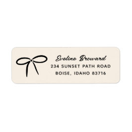 Black Simple Bow Return Address Label